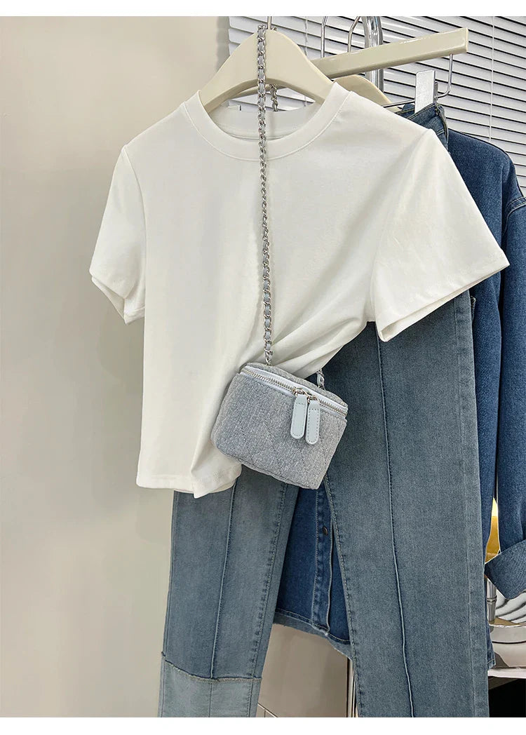 Oversized Cotton T-Shirt for Women, Short Sleeve Spring Tee with Trendy Print, Casual Y2K Style Top