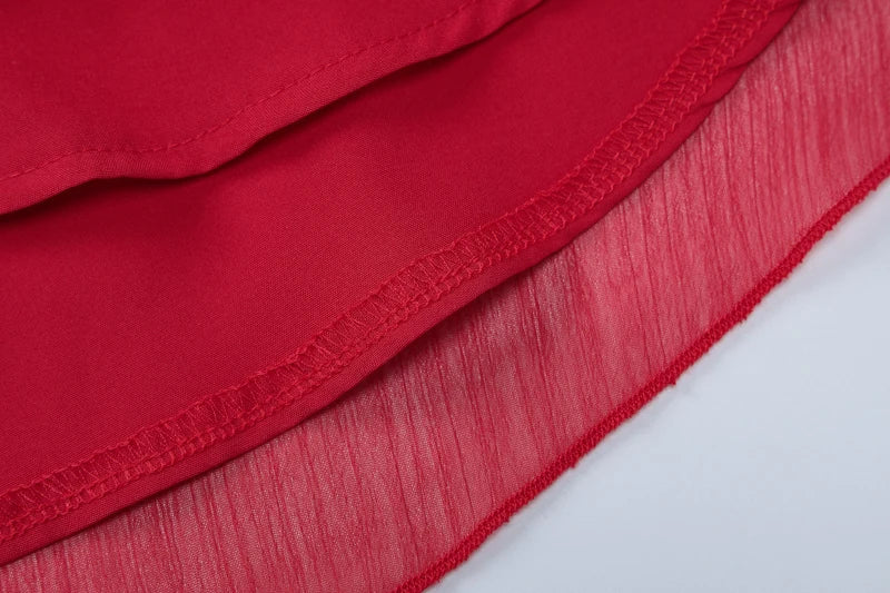 Sexy Tassels Patchwork Chiffon Mini Dress Sleeveless Zipper