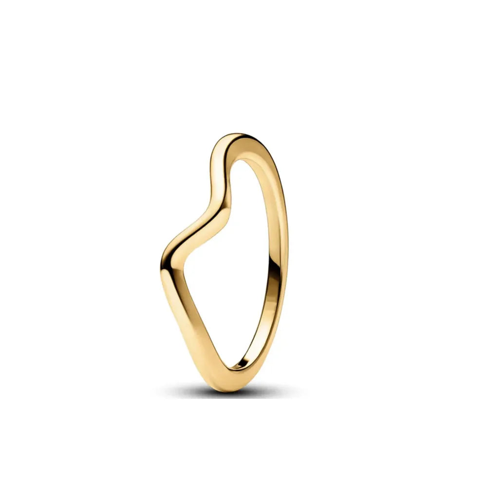 Classic Square Heart Shaped 925 Sterling Silver Ring in Exquisite Gold Color for Jewelry Gift