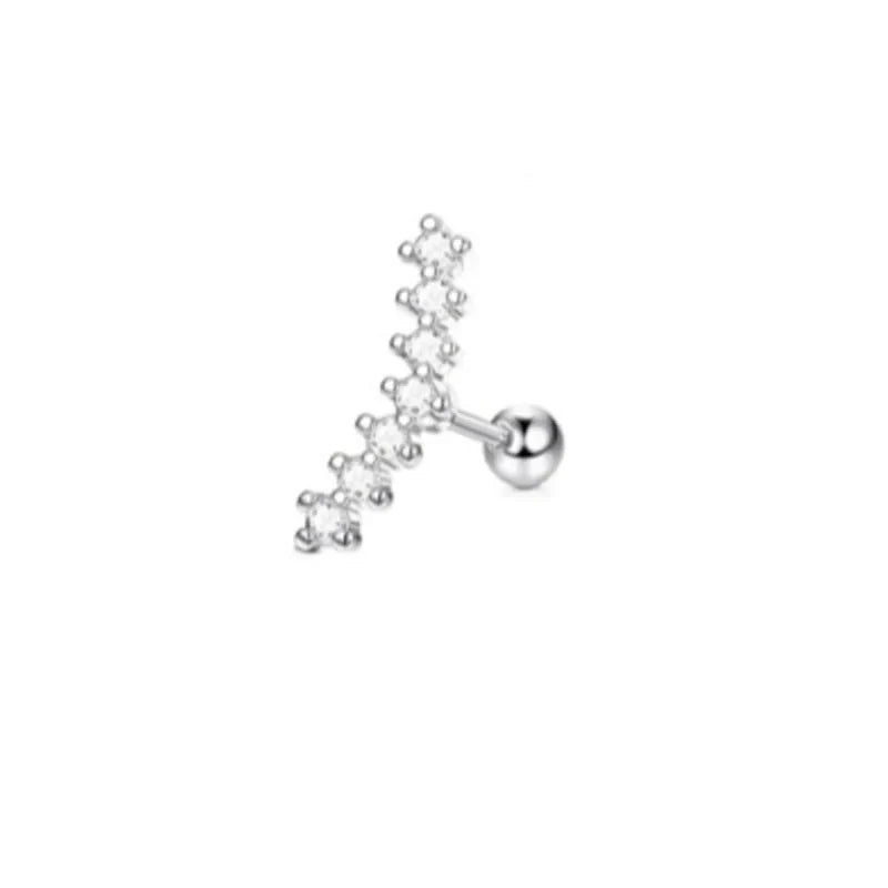 16G Stainless Steel Screw Back Stud Earrings with Cubic Zirconia for Cartilage Conch Helix Ear Piercing