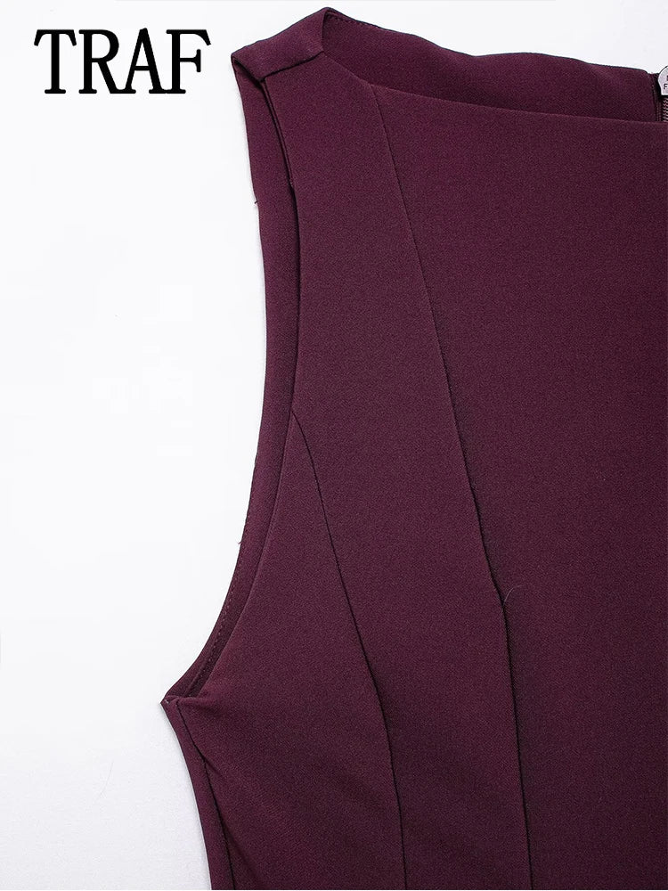 Sleeveless Pleated Mini Dress For Women Casual Office