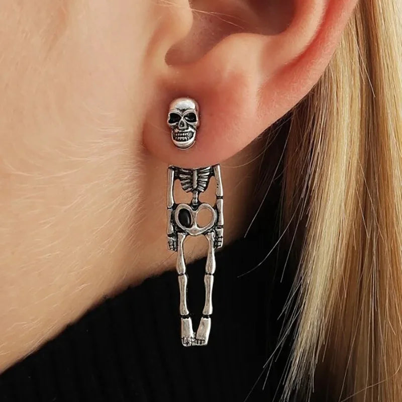 Halloween Skull Skeleton Dangle Earrings for Women Fashion Punk Charm Ghost and Spider Web Jewelry Gift