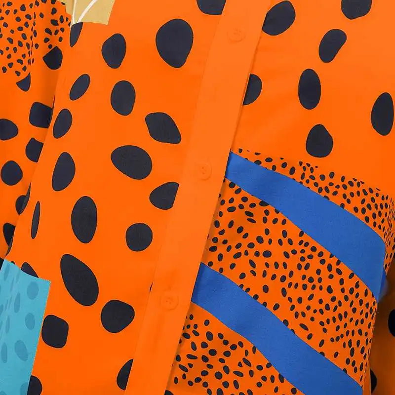 Boho Leopard Print Shirt Dress With Lapel Long Sleeve