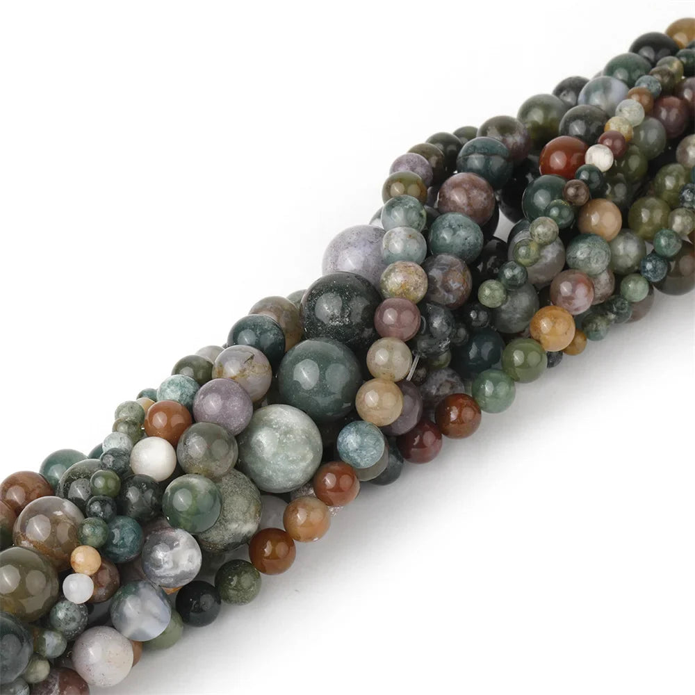 Natural Indian Agate Round Loose Spacer Beads for Jewelry Making and DIY Charm Bracelets and Necklaces