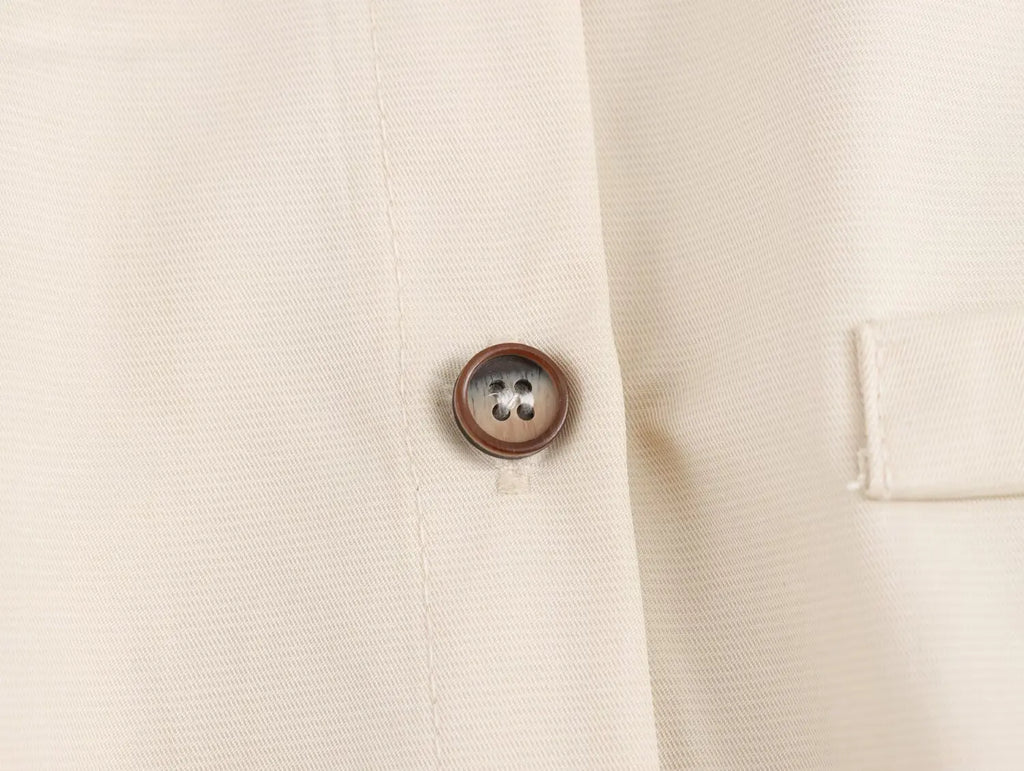 Versatile Women's Slim Fit Short Sleeve Lapel Shirt with Decorative Belt Strap and Curling Detail