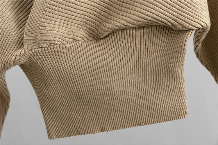 Elegant Ribbed Knitted Two Piece Tracksuit Set for Women with Backless Top and Long Harem Pants