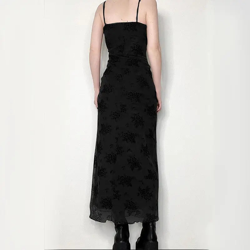 Gothic Floral Sleeveless Patchwork Dress for Party Night