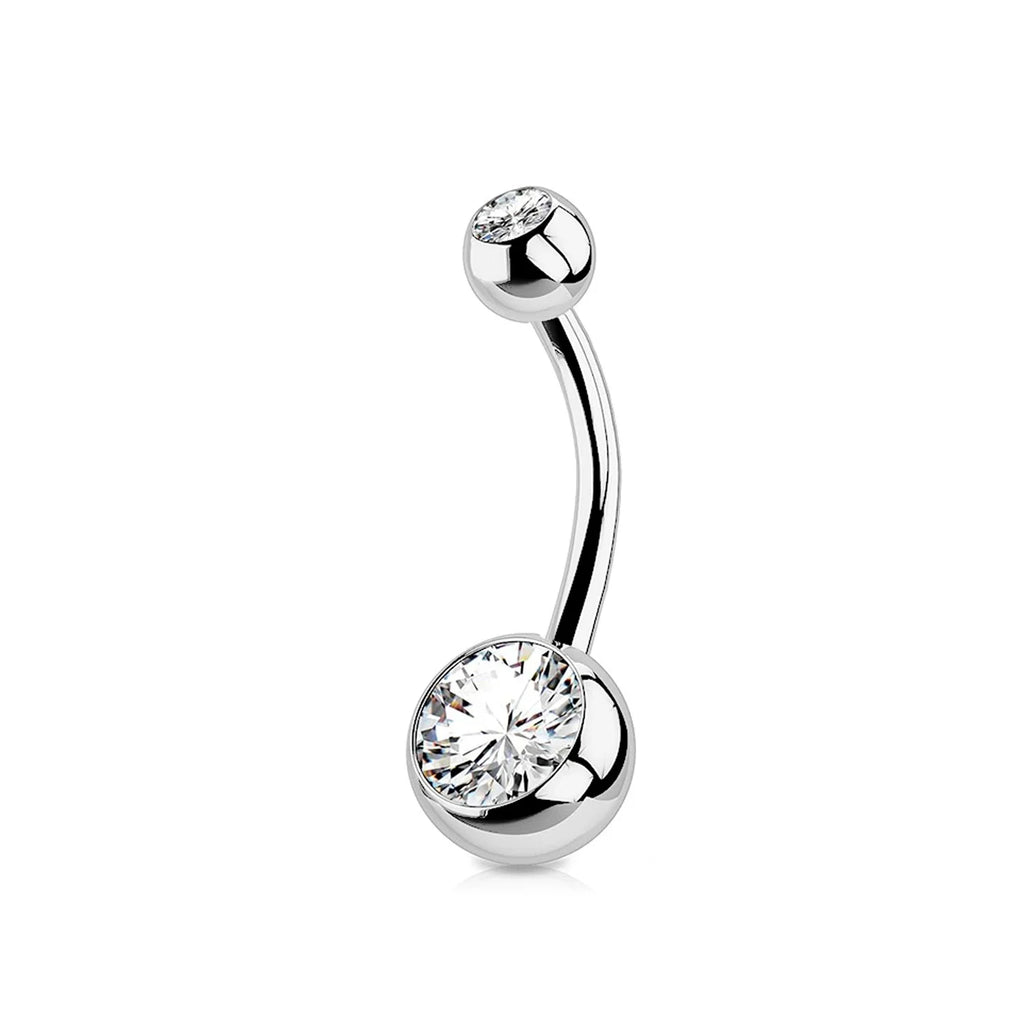 G23 Titanium Crystal Gem Curved Barbell Belly Button Rings for Navel Piercings