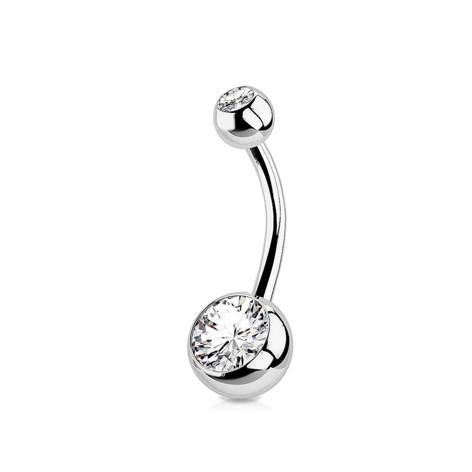 G23 Titanium Crystal Gem Curved Barbell Belly Button Rings for Navel Piercings