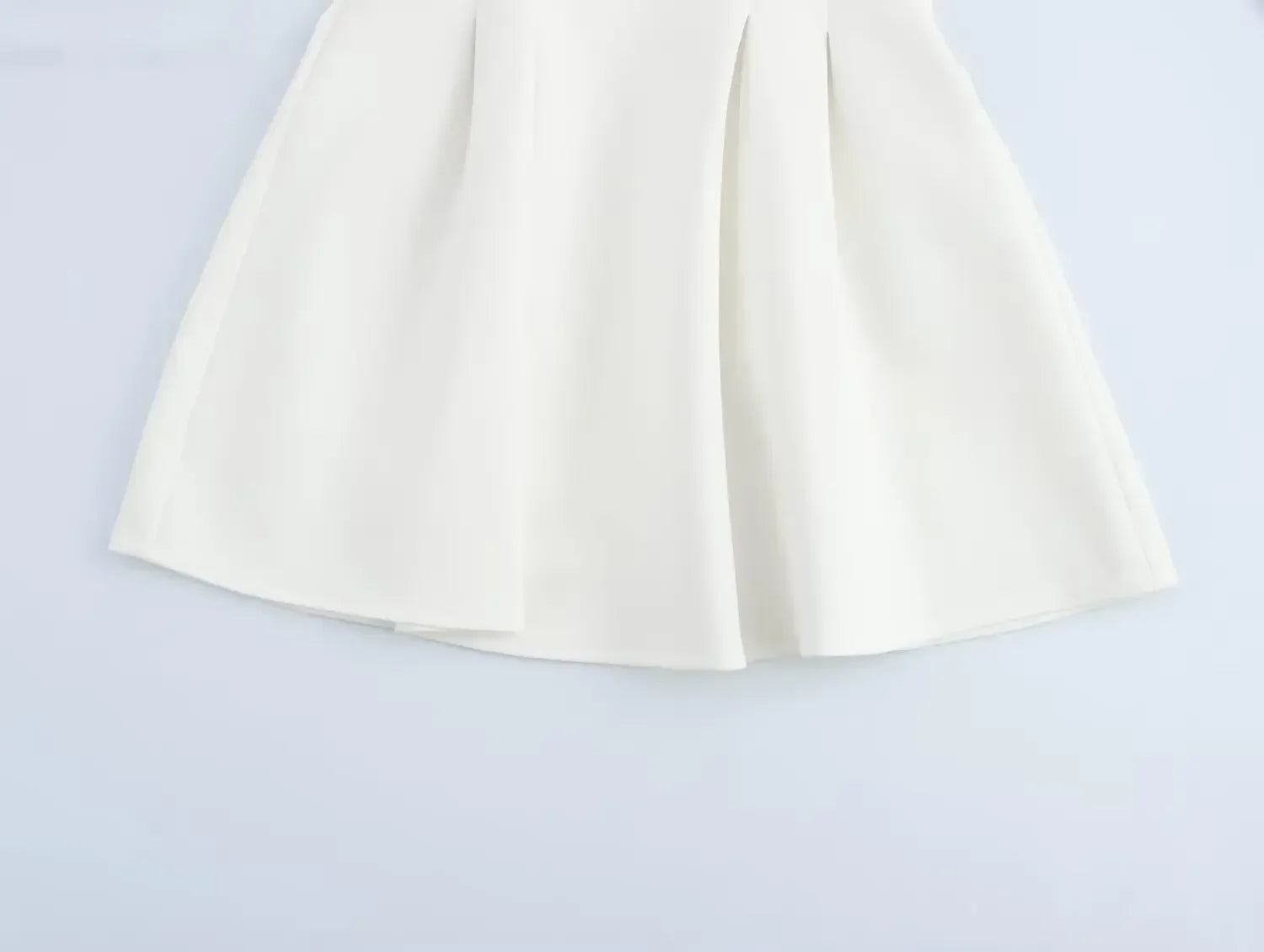 Patchwork Pleated Mini Dress With Short Sleeve Print