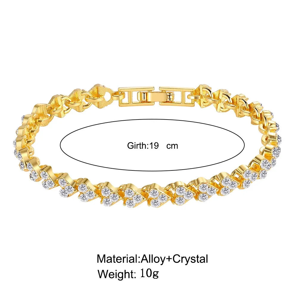 Luxury Roman Crystal Geometric Chain Bracelet for Women with Rhinestone Charm Bangles and Goth Style Jewelry Accessories