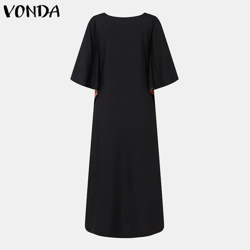 Bohemian Printed Maxi Dress With Bat Wing Sleeves For Party