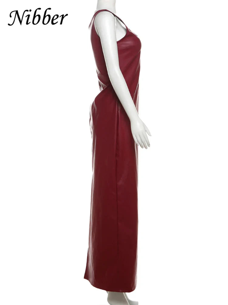 Elegant Sleeveless Leather Bodycon Party Dress For Summer