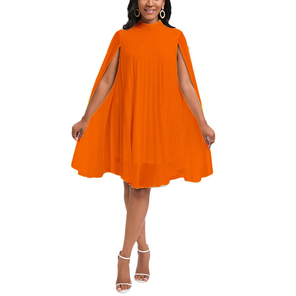 Elegant Chiffon Dress For Women Batwing Sleeve Knee Length