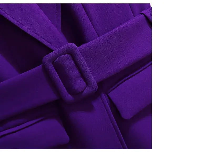 Autumn Women's Purple Simple Blazer for Work Office Casual Ladies Suit Two-Piece Professional Blazer Coat