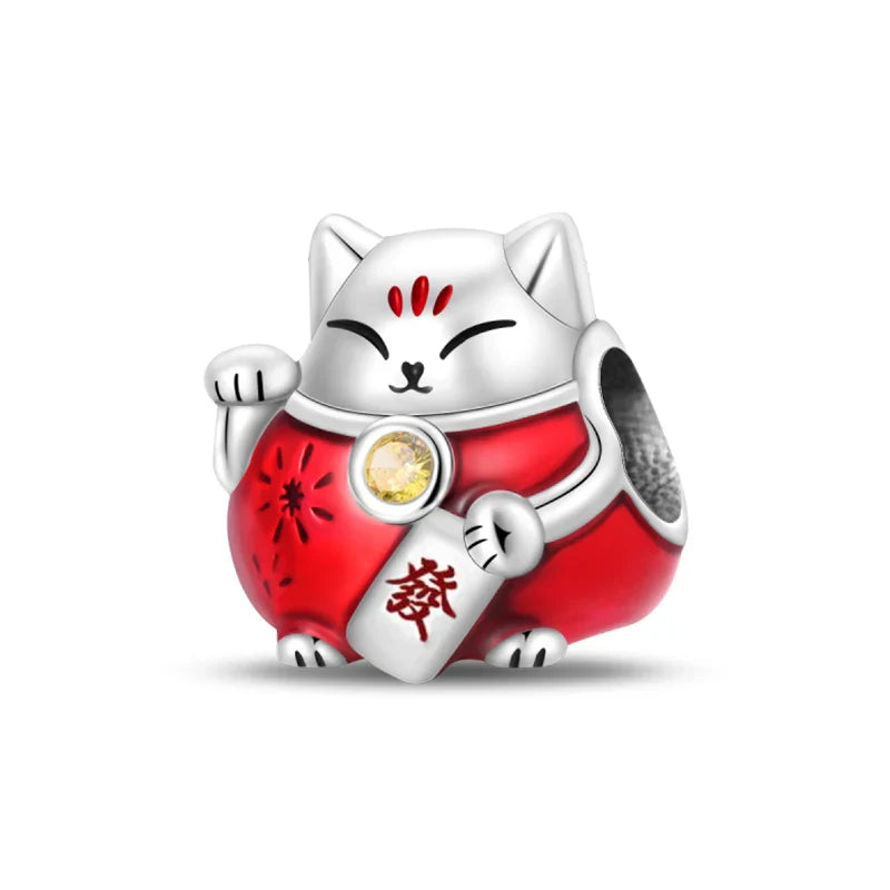 925 Silver Red Charms Beads for DIY Jewelry Bracelets Featuring Strawberry Ladybird and Lipstick Design