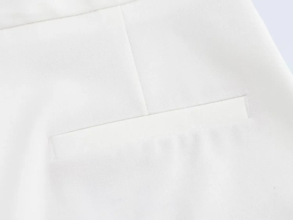 Women Chic Cropped Vest Pants Suit with Lapel and Single Button High-Waist Zip Straight-Leg Trousers Set