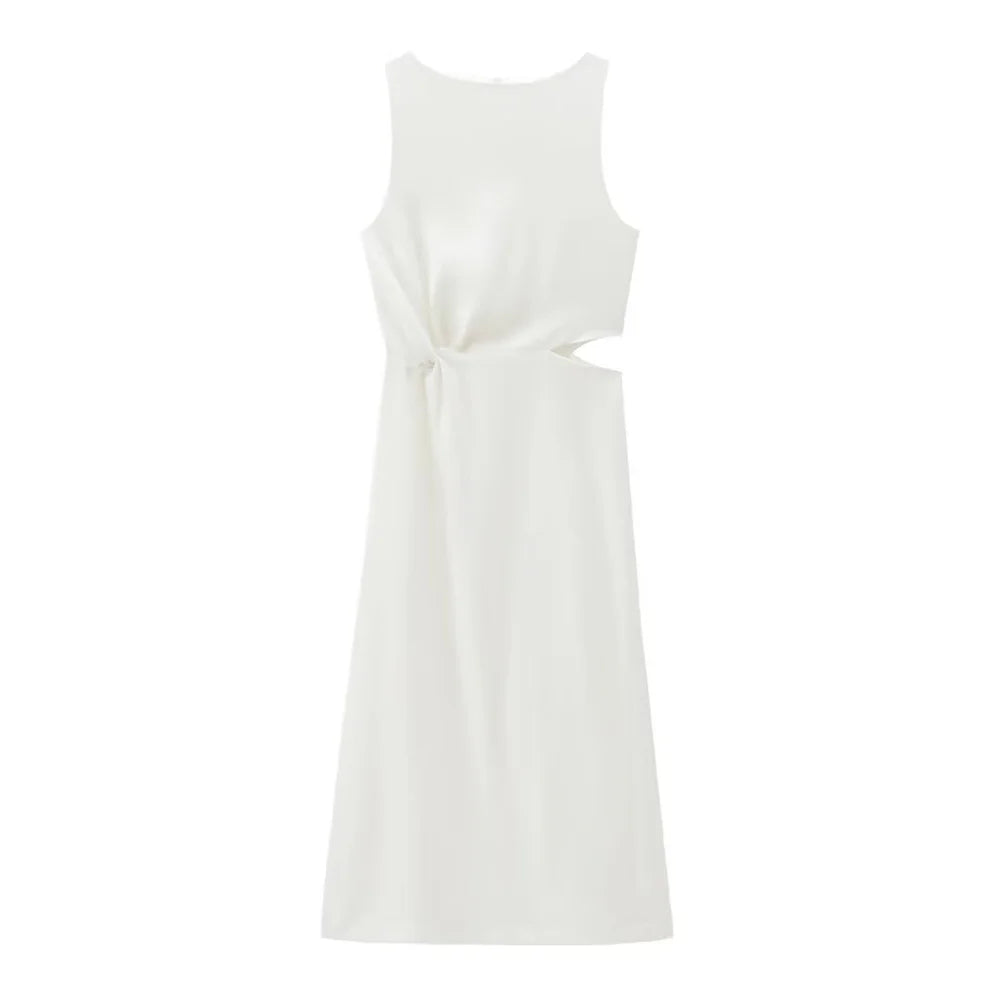 Casual Sleeveless Round Neck Midi Dress For Women Everyday