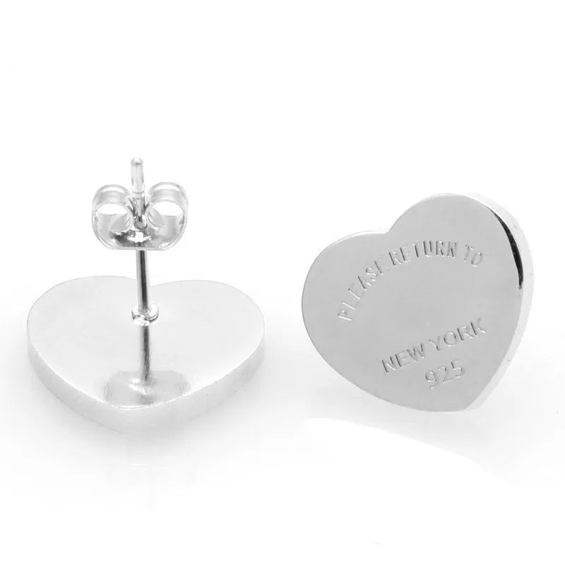 Anti-Allergic Titanium Steel Heart Stud Earrings for Everyday Wear