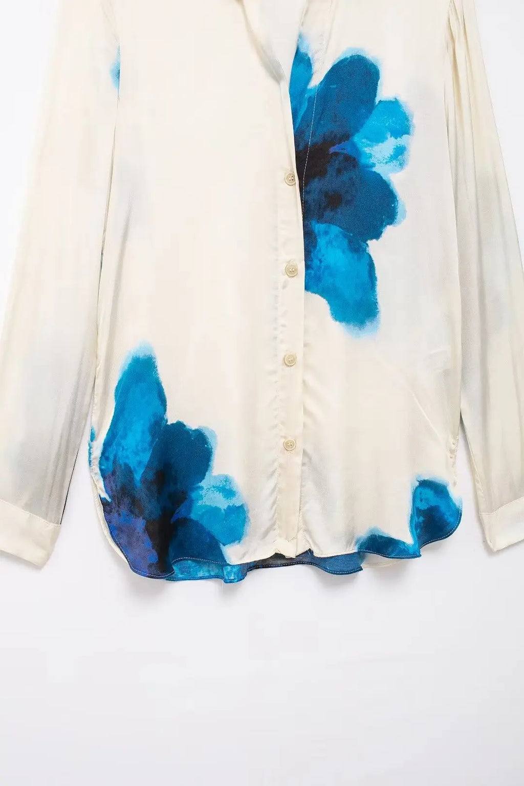 Trendy Summer Suit for Women with Printed Turn-Down Collar Long Sleeve Shirt and Elastic Waist Lace-Up Pants