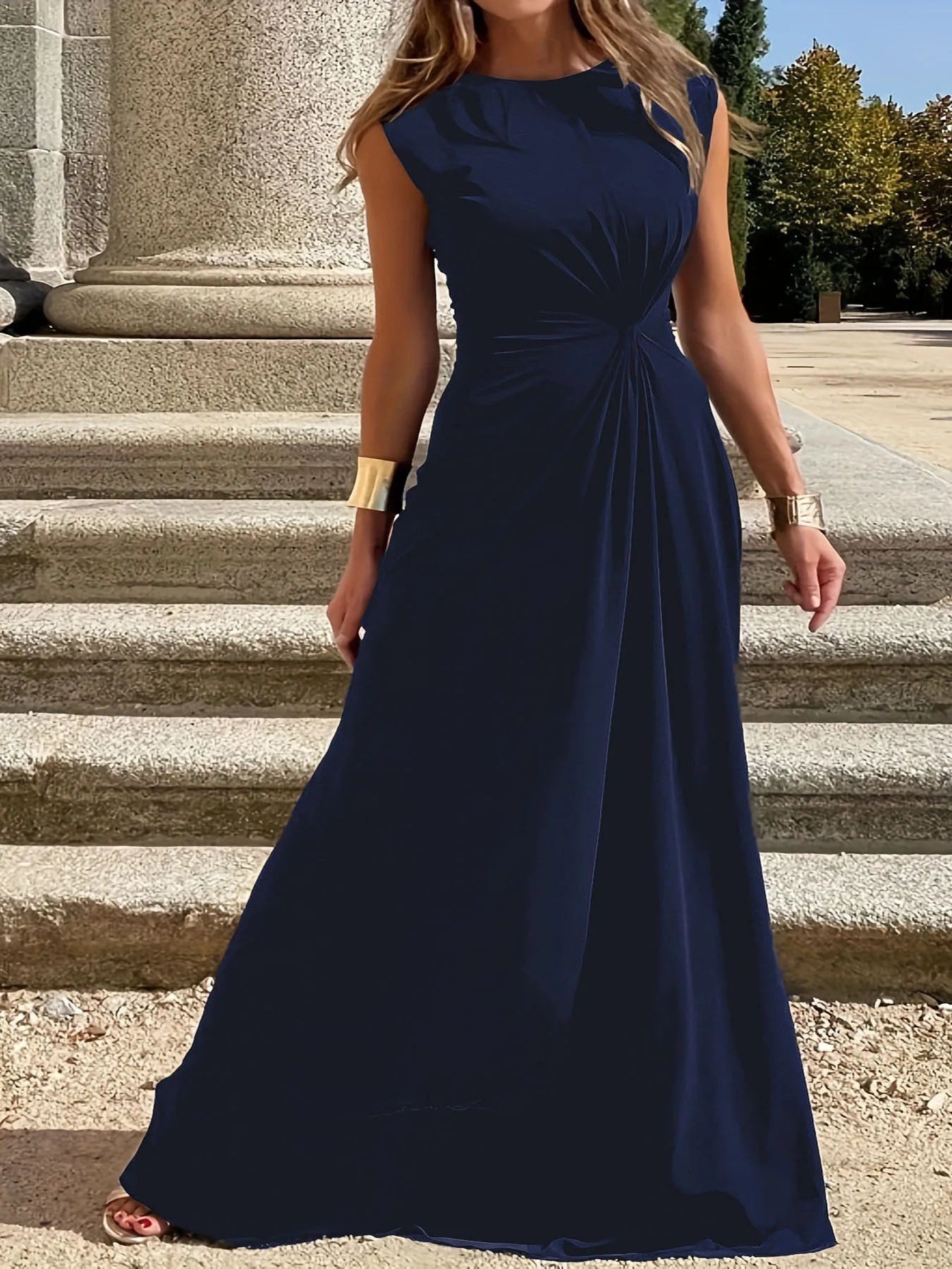 Casual Outing Dress With Round Neck For Everyday Wear