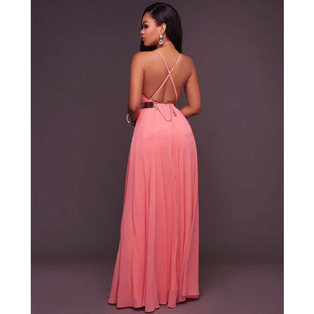 Boho Maxi Dress Sleeveless Summer O Neck Backless Sundress