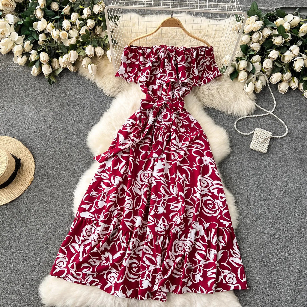 Romantic Floral Off Shoulder Maxi Dress For Women Boho Chic