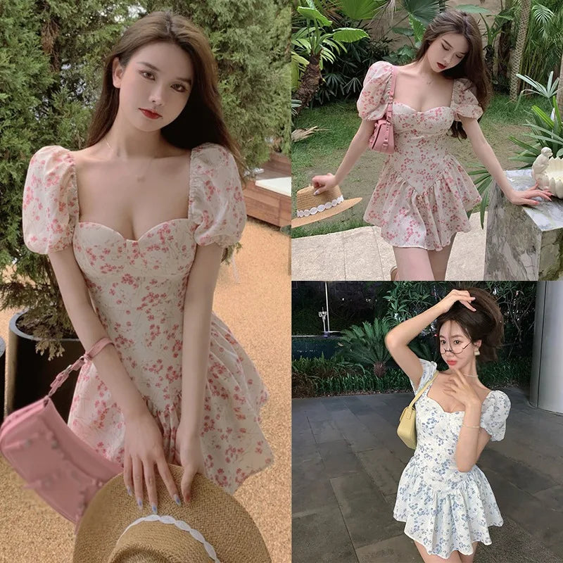 Floral Summer Dress For Women High Waist Off Shoulder