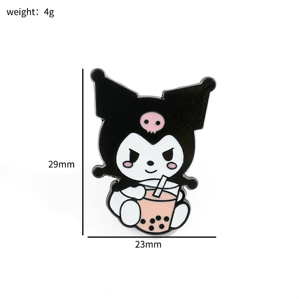 8 Pcs Hello Kitty Animal Brooch Set Cute Princess Kulomi Melody Lapel Pins Fashion Metal Badges for Backpack and Clothing Jewelry