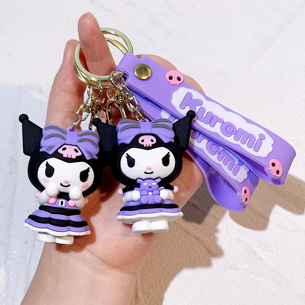 Kawaii Sanrio Kuromi Keychain PVC Doll Cartoon Anime Bag Pendant Car Keyring Accessory