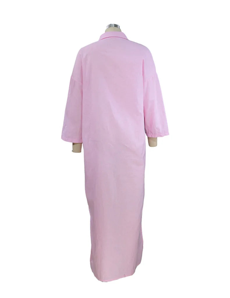 Women Summer Dress V Neck Button Front Beach Sundress