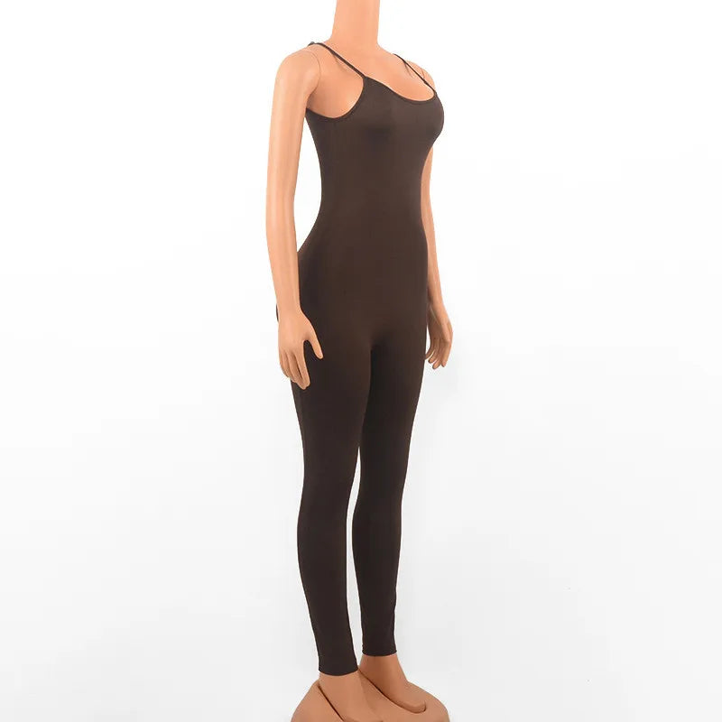 Women's Sleeveless Black Bodycon Jumpsuit Sexy Backless Slim Fit Casual Romper Streetwear Overall