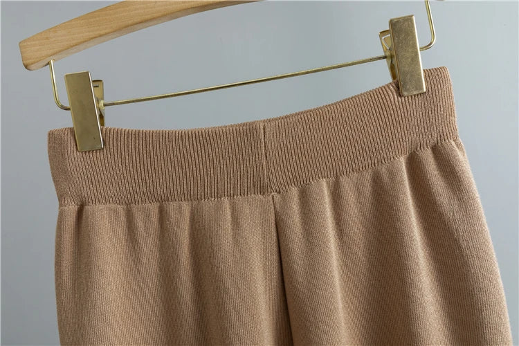 Casual Knitted Three-Piece Set for Women Soft Cardigan Sweater Vest and Wide Leg Pants Cozy Stylish Outfit