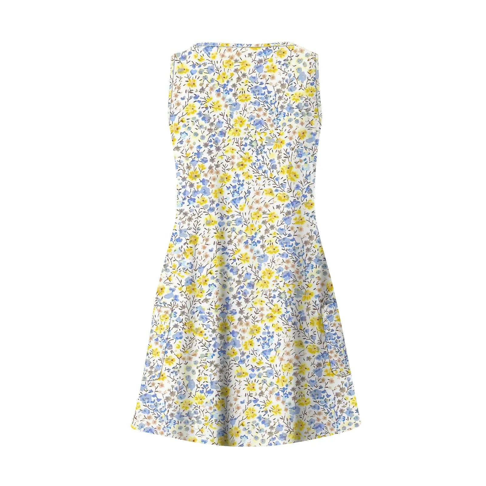 Bohemian Flower Print Beach Dress With Pockets For Women