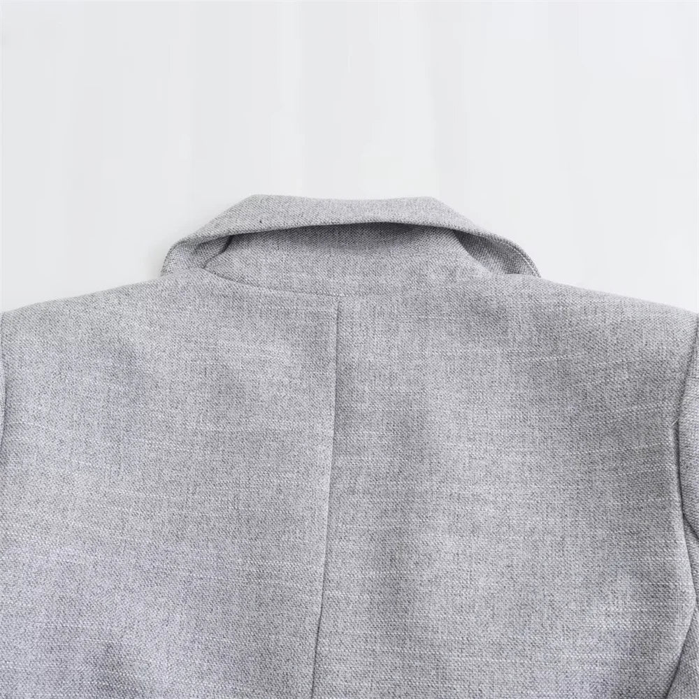 Womens Double Breasted Blazer And Trousers Two Piece Set