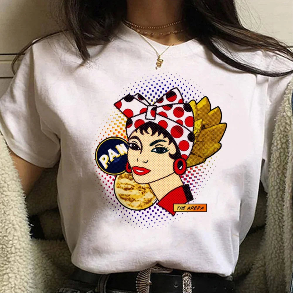 Venezuela Anime Manga T Shirt for Women Harajuku Style Comic Designer Tee