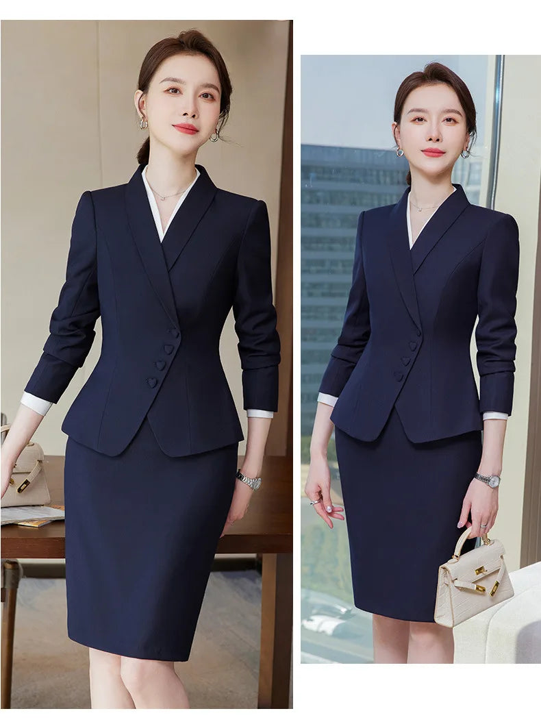 Ladies Formal Pant Suit Set with Blazer and Trousers for Professional Business Attire, Stylish Autumn Winter Women's Work Wear Outfit