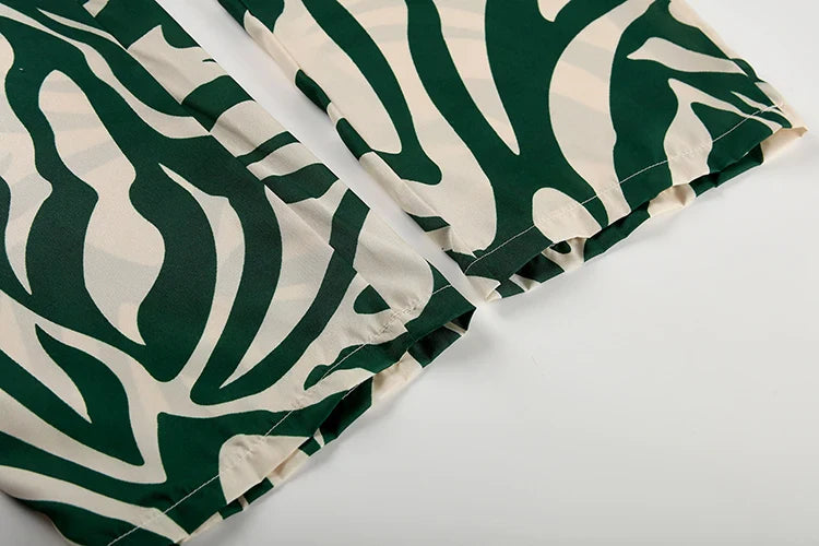 Trendy Print Off Shoulder Shirt and Trouser Set with Long Sleeve Design