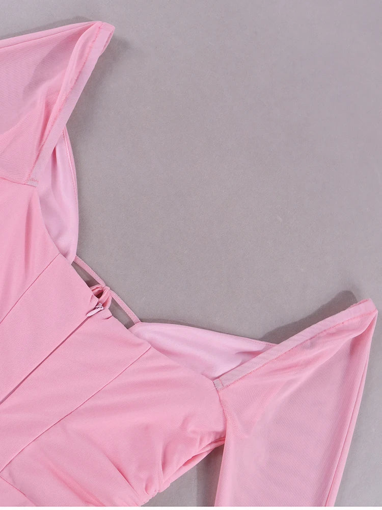 Sexy Hollow Out Bandage Mini Dress With Full Sleeves