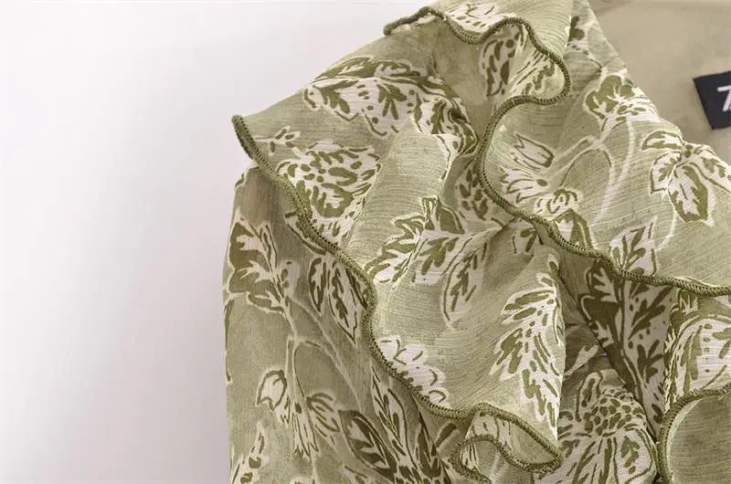 Chiffon Print V Neck Dress For Women Elegant Long Evening