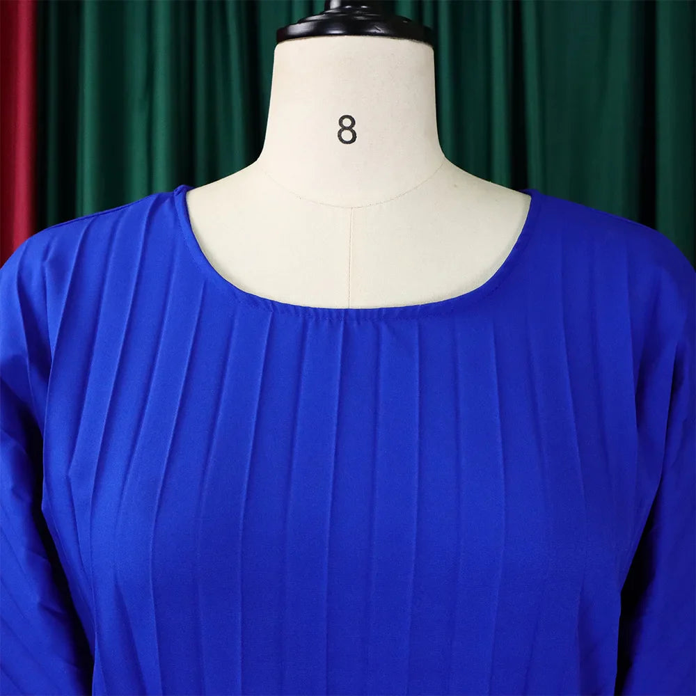 Elegant 2 Piece Women's Outfit with O Neck Blouse and High Waisted Wide Leg Pants Set