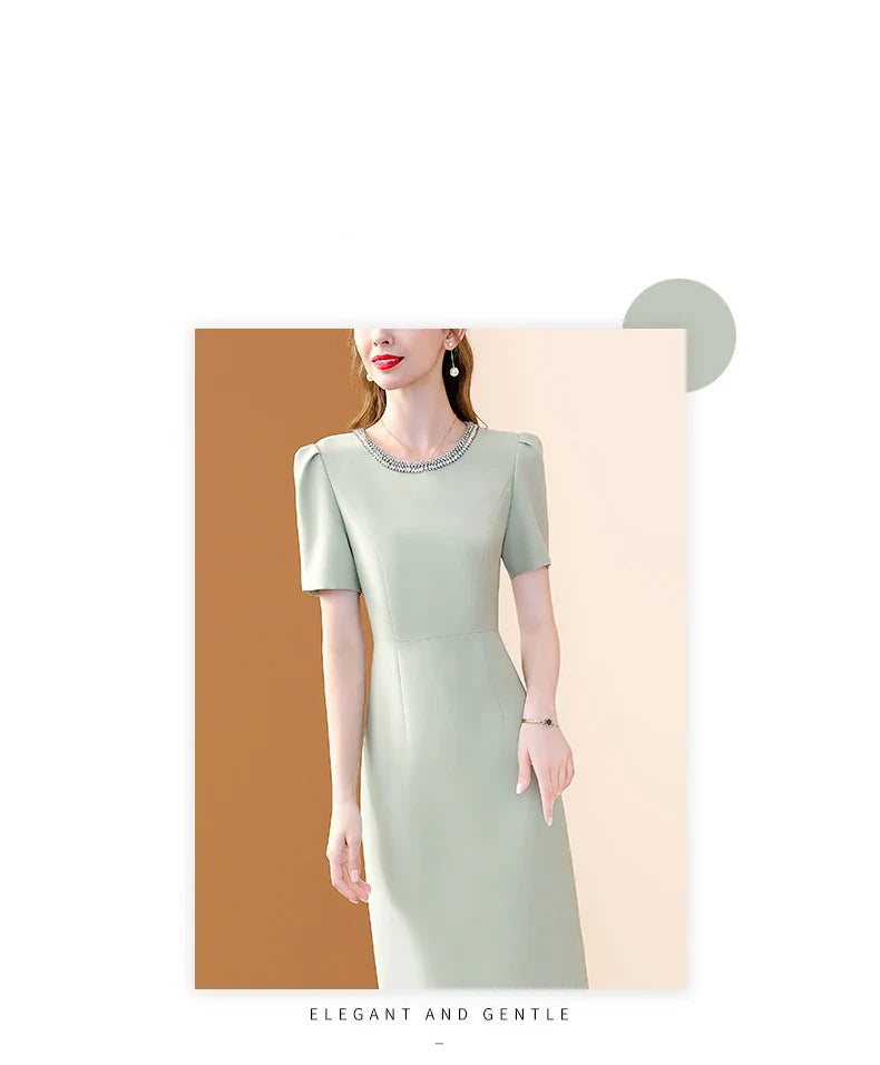 Elegant O Neck Embroidered A Line Dress For Women Casual