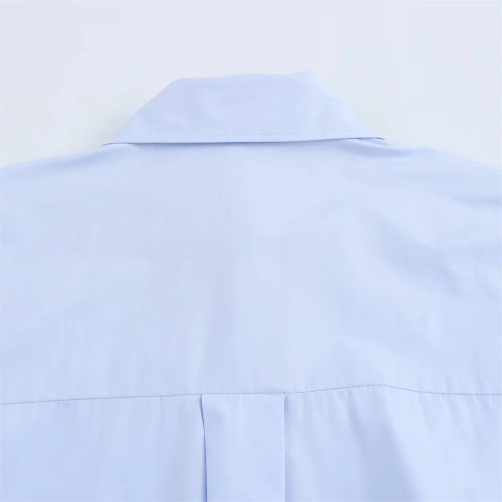 Women's Casual Long Sleeve Shirt Loose Fit Button Detail Poplin Collar Versatile Simple Everyday Style