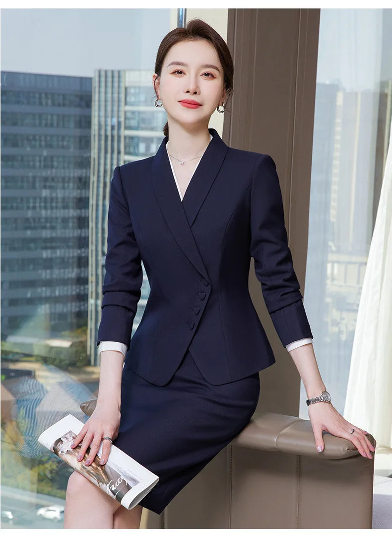 Ladies Formal Pant Suit Set with Blazer and Trousers for Professional Business Attire, Stylish Autumn Winter Women's Work Wear Outfit