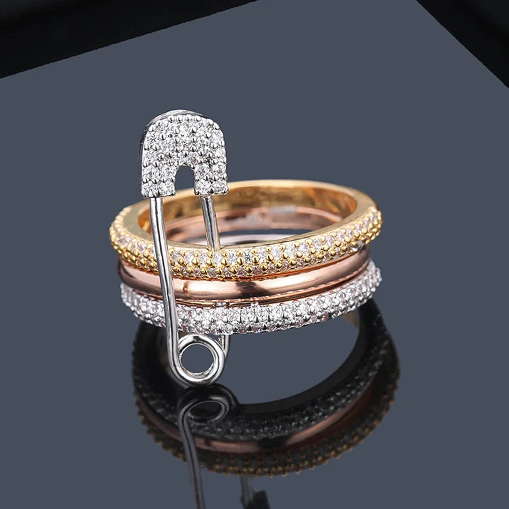 Three Layer Fashion Ring for Women - Elegant Designer Jewelry for Valentine's Day Gift