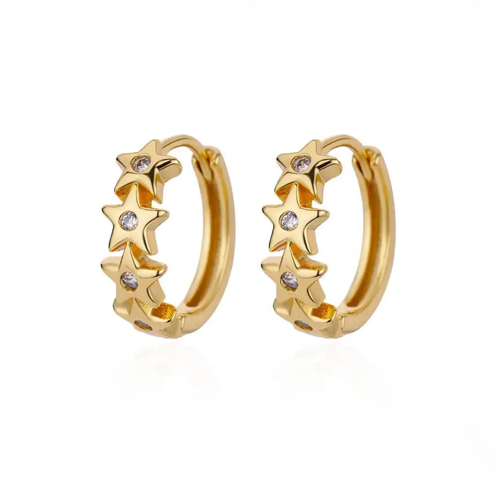Stainless Steel Star Hoop Earrings for Women in Luxury Gold Color - Trendy Ear Jewelry Gift for Her