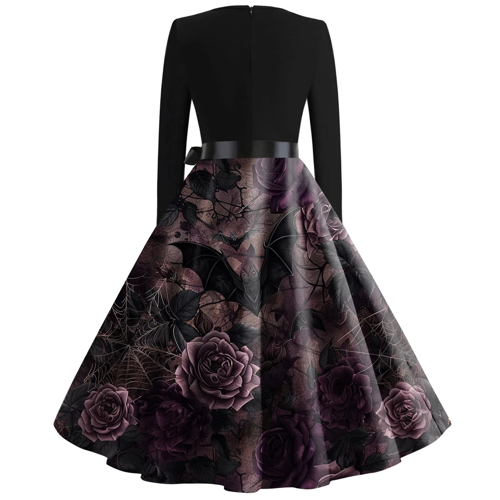 Halloween Printed V Neck Vintage Casual Dress for Women