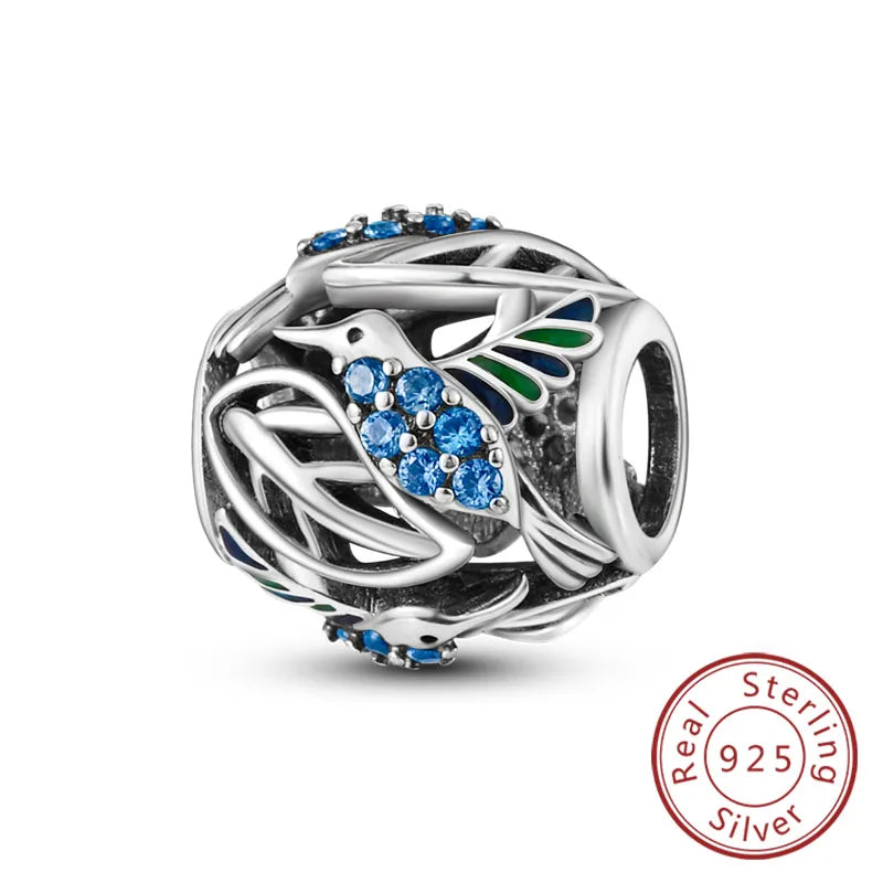 Fit Original 925 Sterling Silver Clip Charms with Zircon and Silicone Spacer Beads for Women DIY Bracelet Gift