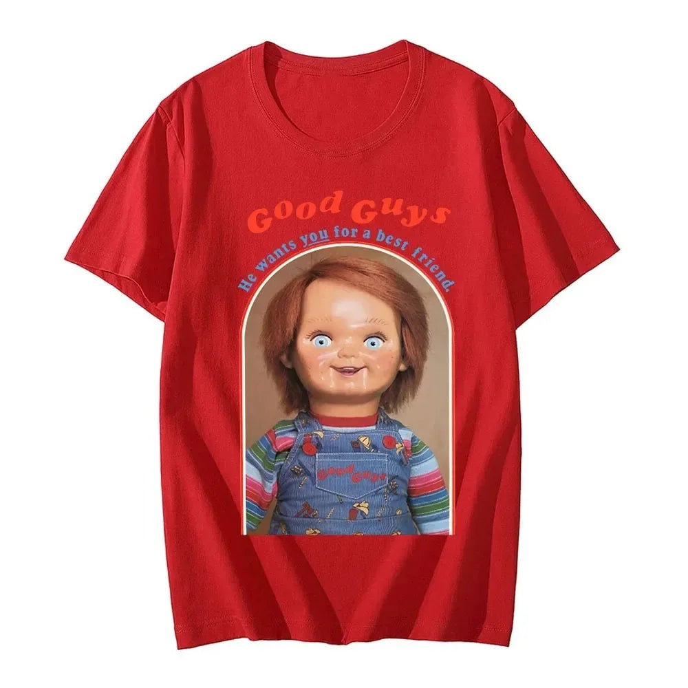Chucky Graphic Print Cotton T-Shirt for Women Casual Short Sleeves Harajuku Unisex Tee