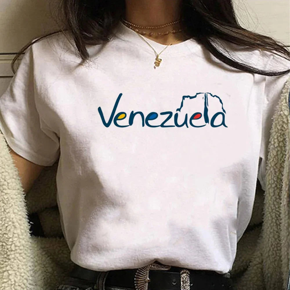 Venezuela Anime Manga T Shirt for Women Harajuku Style Comic Designer Tee